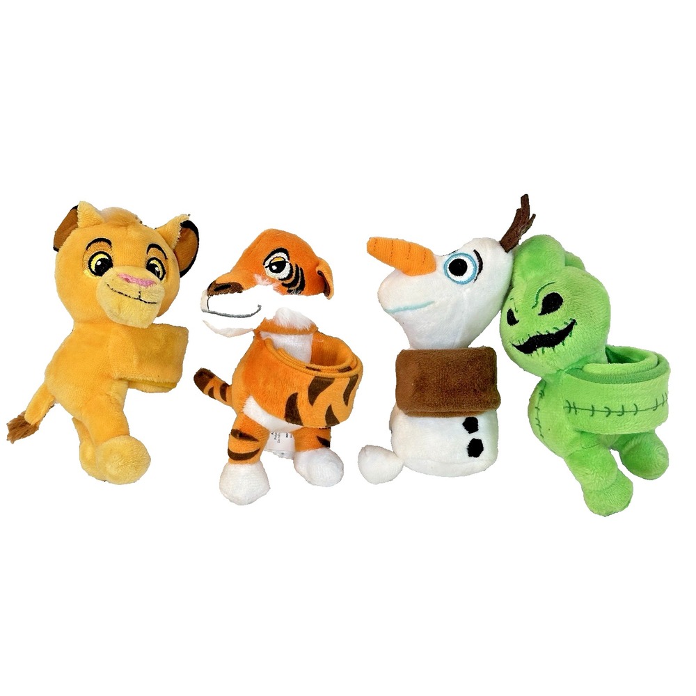 Bullsitoy Disney Slap Bracelets Lot of 4 Olaf Oogie Boogie Aladdin Simba
